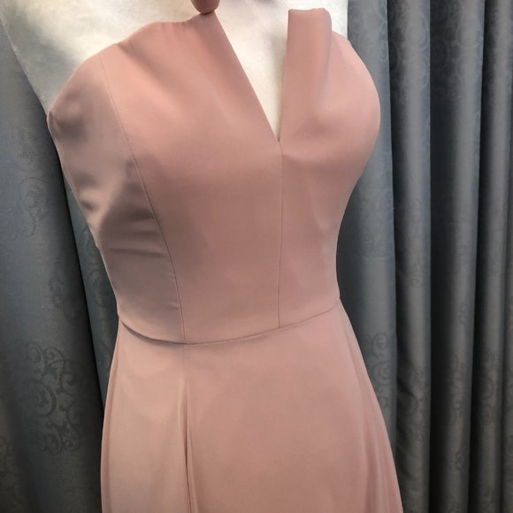 Toasted Sugar,  Dusty Rose Gold Blush Dress, Leg Slit Bridesmaid Formal Dessy - Picture 5 of 14